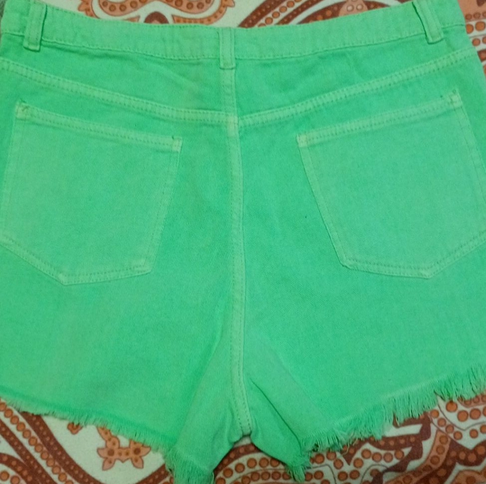 Women Green Denim Shorts